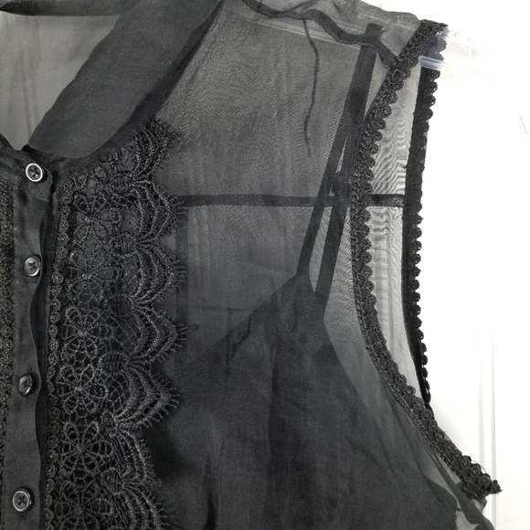 Eci NY Black Silk Lace Sheer Babydoll Size 6 Y2K Whimsigoth Romantic Coquette - Picture 5 of 13